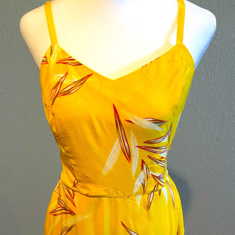Tropical Floral Yellow Sundress, Size Small